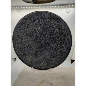 Vintage Kenya Art Pottery Decor Black Bowl with White Circles and Dots D…